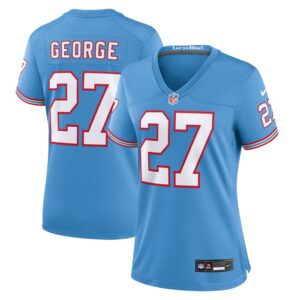 Eddie George Tennessee Titans Women Oilers Throwback Retired Player Game Jersey - Light Blue