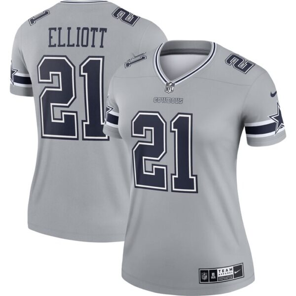 Ezekiel Elliott Dallas Cowboys Women Inverted Legend Jersey - Gray