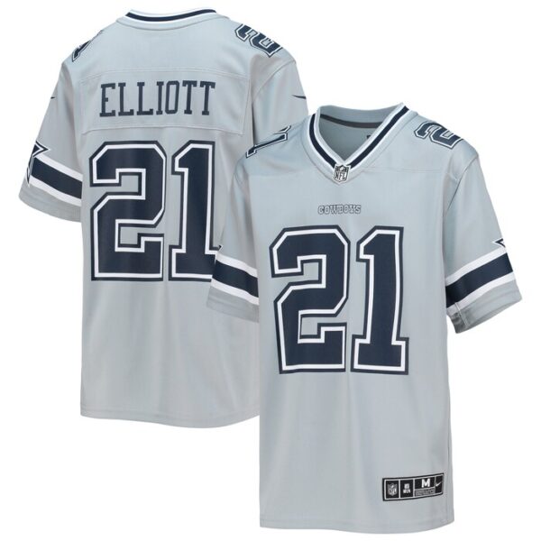 Ezekiel Elliott Dallas Cowboys Youth Inverted Team Game Jersey - Silver