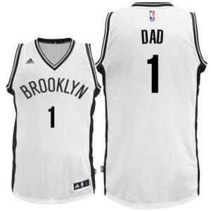 Father Day Gift-Brooklyn Nets #1 Dad Logo White Home Swingman Jersey