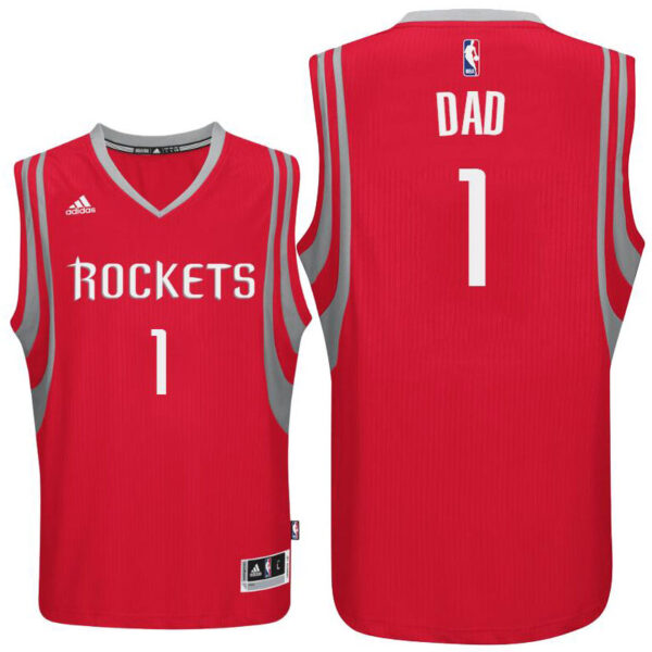 Father Day Gift-Houston Rockets #1 Dad Logo Red Road Swingman Jersey