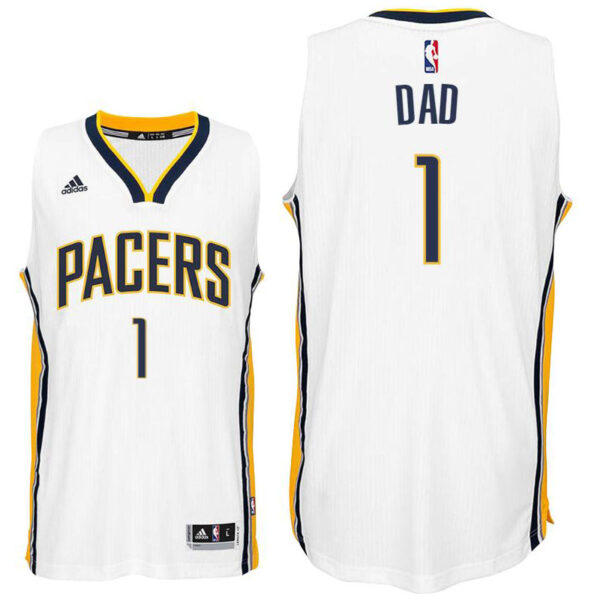 Father Day Gift-Indiana Pacers #1 Dad Logo White Home Swingman Jersey