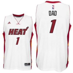 Father Day Gift-Miami Heat #1 Dad Logo White Home Swingman Jersey