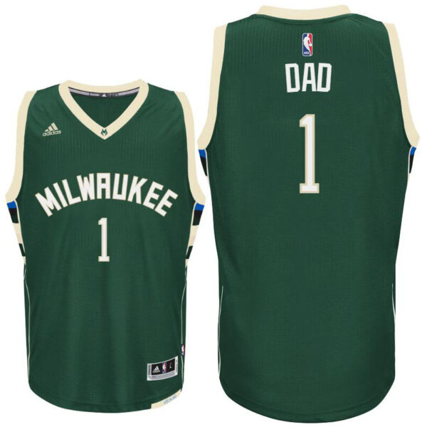 Father Day Gift-Milwaukee Bucks #1 Dad Logo Road Green Swingman Jersey