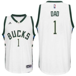 Father Day Gift-Milwaukee Bucks #1 Dad Logo White Home Swingman Jersey