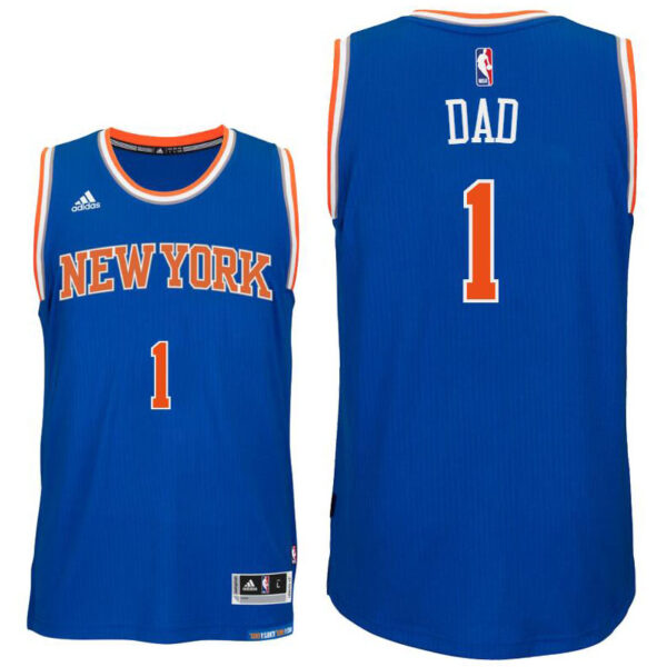 Father Day Gift-New York Knicks #1 Dad Logo Road Blue Swingman Jersey