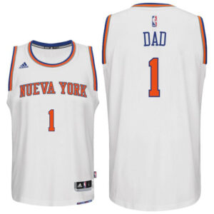 Father Day Gift-New York Knicks #1 Dad Logo White Home Swingman Jersey