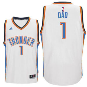 Father Day Gift-Oklahoma City Thunder #1 Dad Logo White Home Swingman Jersey