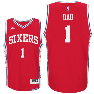 Father Day Gift-Philadelphia 76ers #1 Dad Logo Red Swingman Jersey