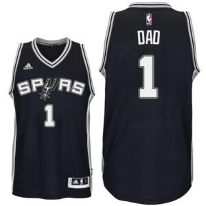 Father Day Gift-San Antonio Spurs #1 Dad Logo Road Black Swingman Jersey