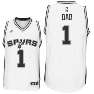 Father Day Gift-San Antonio Spurs #1 Dad Logo White Home Swingman Jersey