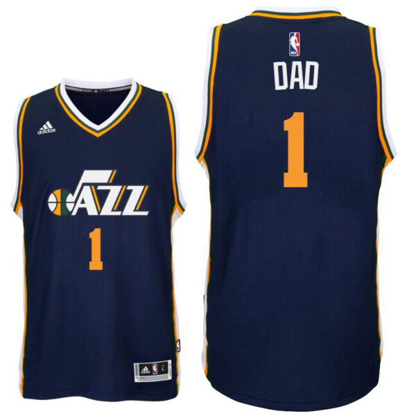 Father Day Gift-Utah Jazz #1 Dad Logo Road Navy Swingman Jersey