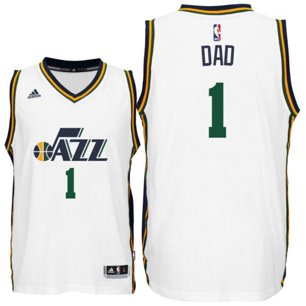 Father Day Gift-Utah Jazz #1 Dad Logo White Home Swingman Jersey