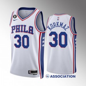 Furkan Korkmaz Philadelphia 76ers #30 White Jersey 2022-23 Association Edition Swingman