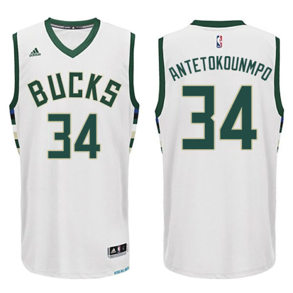 Giannis Antetokounmpo Milwaukee Bucks #34 2015-16 New Season Swingman Home White Jersey