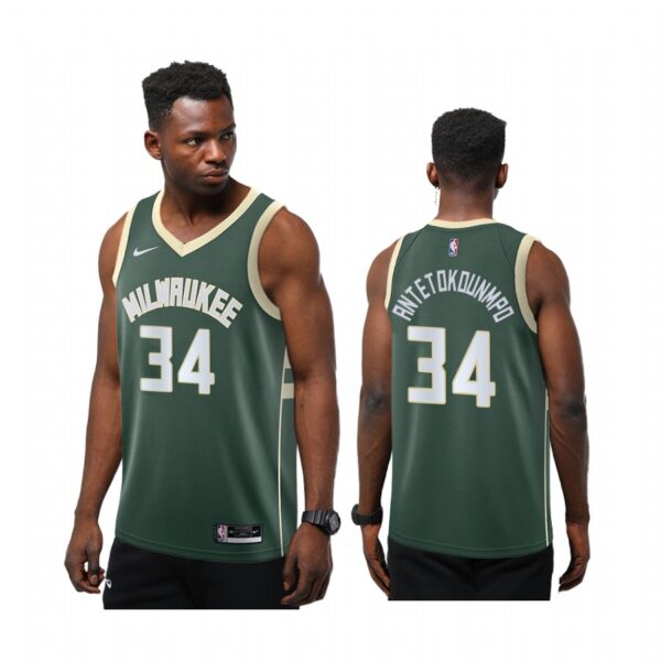 Giannis Antetokounmpo Milwaukee Bucks Green Icon 2020-21 Jersey