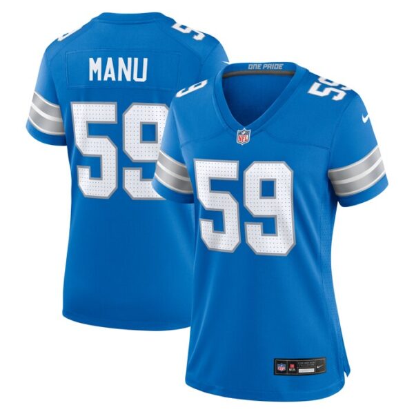 Giovanni Manu Detroit Lions Women Team Game Jersey - Blue