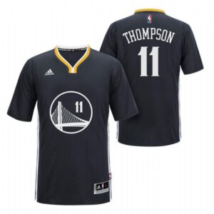 Golden State Warriors #11 Klay Thompson 2014-15 New Swingman Black Jersey With Sleeves