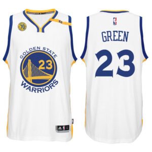 Golden State Warriors #23 Draymond Green 2016-17 70th Anniversary 42 Patch Home White Swingman Jersey