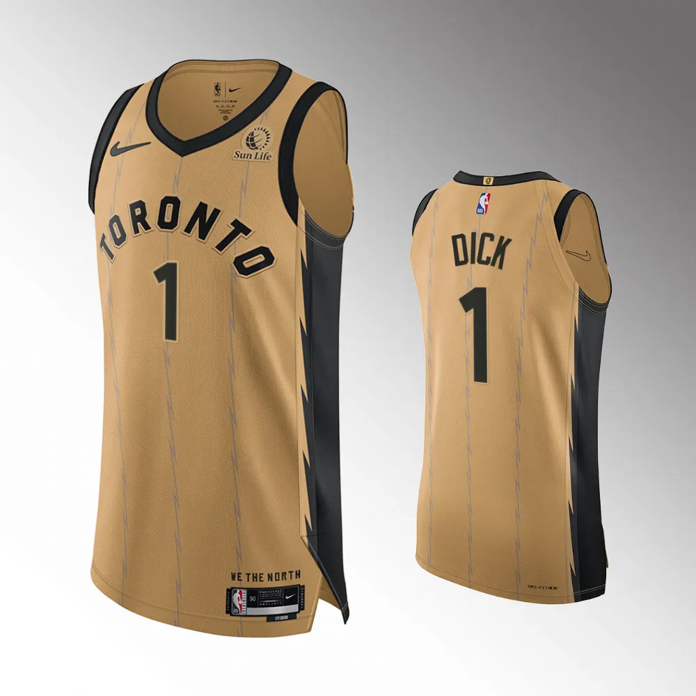 Gradey Dick #1 City Edition Toronto Raptors 2023-24 Jersey - Gold