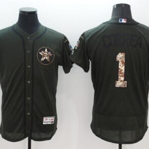 Houston Astros #1 Carlos Correa Green Flexbase Collection Salute to Service Stitched MLB Jersey