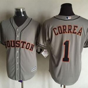 Houston Astros #1 Carlos Correa Grey Cool Base Stitched MLB Jersey