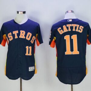 Houston Astros #11 Evan Gattis Navy Blue Flexbase Collection Stitched MLB Jersey