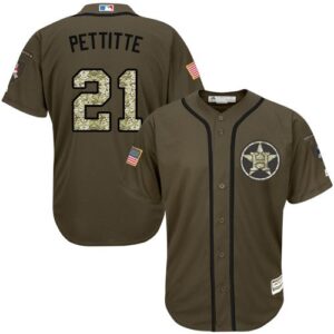 Houston Astros #21 Andy Pettitte Green Salute to Service Stitched MLB Jersey