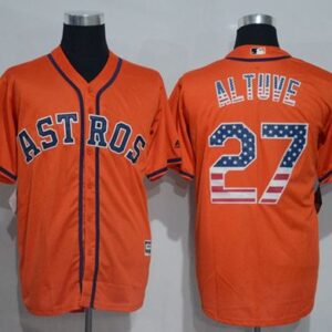 Houston Astros #27 Jose Altuve Orange USA Flag Fashion Stitched MLB Jersey