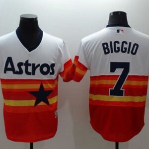 Houston Astros #7 Craig Biggio White/Orange Flexbase Collection Cooperstown Stitched MLB Jersey