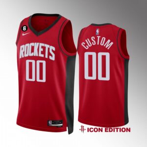 Houston Rockets Custom 2022-23 Icon Edition Red #00 Jersey NO.6 Patch