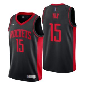 Houston Rockets Earned Edition #15 Daishen Nix Black Swingman Jersey