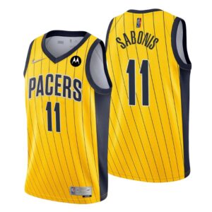 Indiana Pacers NO. 11 Domantas Sabonis Earned Edition Gold Jersey