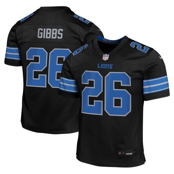 Jahmyr Gibbs Detroit Lions Youth Alternate Player Game Jersey - Black