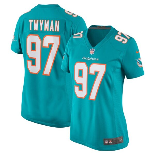 Jaylen Twyman Miami Dolphins Women Home Game Player Jersey - Aqua