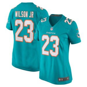 Jeff Wilson Jr. Miami Dolphins Women Game Player Jersey - Aqua