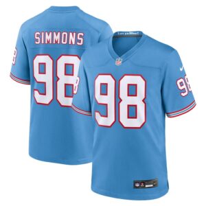 Jeffery Simmons Tennessee Titans Oilers Throwback Alternate Game Player Jersey - Light Blue