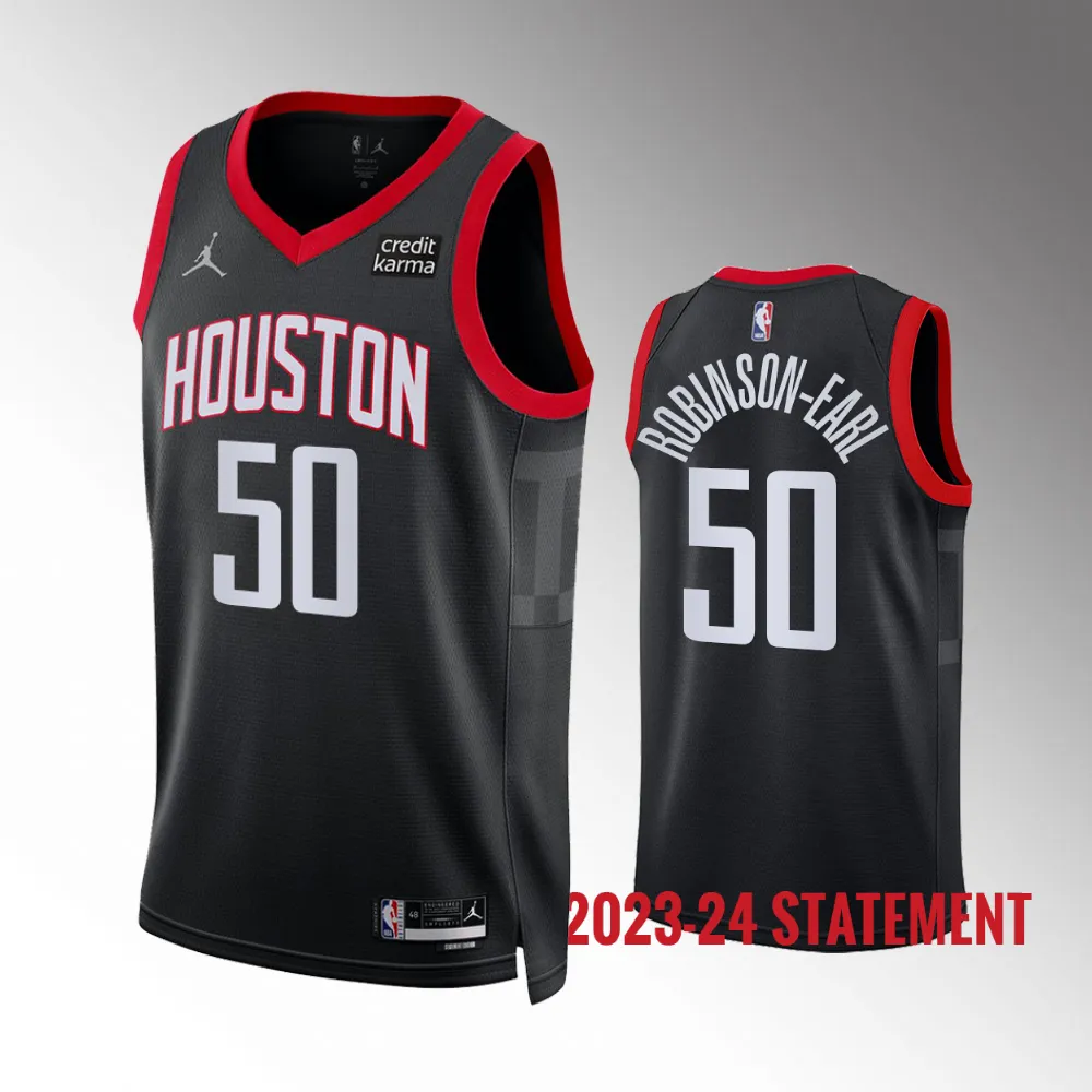 Jeremiah Robinson-Earl #50 Swingman Houston Rockets 2023-24 Statement Edition Jersey - Black