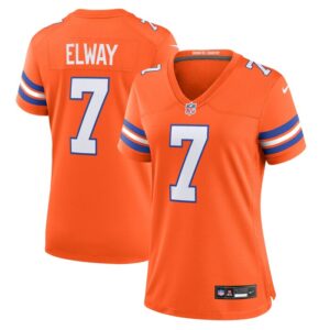 John Elway Denver Broncos Women Mile High Collection 1977 Throwback Player Game Jersey - Orange