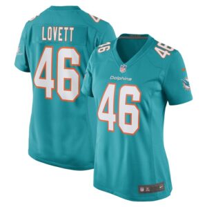 John Lovett Miami Dolphins Women Game Player Jersey - Aqua