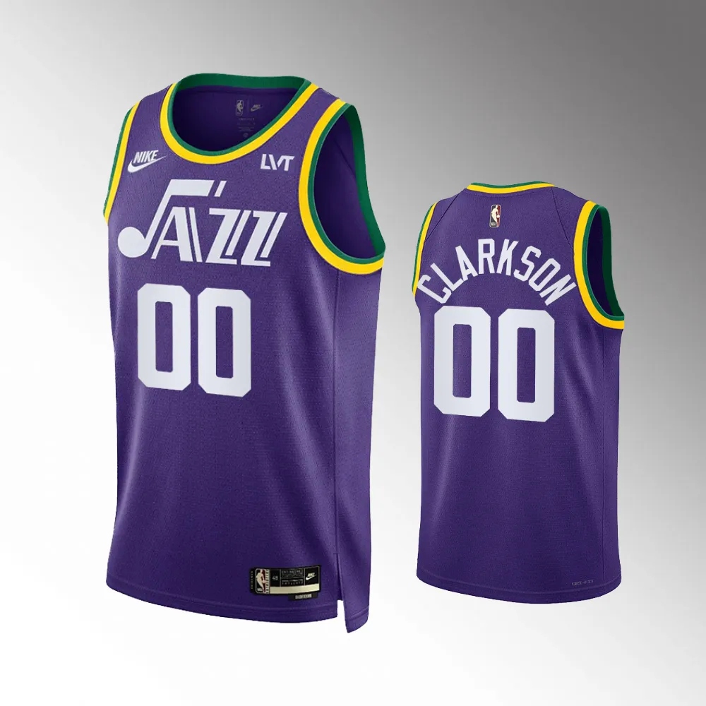 Jordan Clarkson #00 HWC 70s Utah Jazz 2023-24 Classic Edition Jersey - Purple