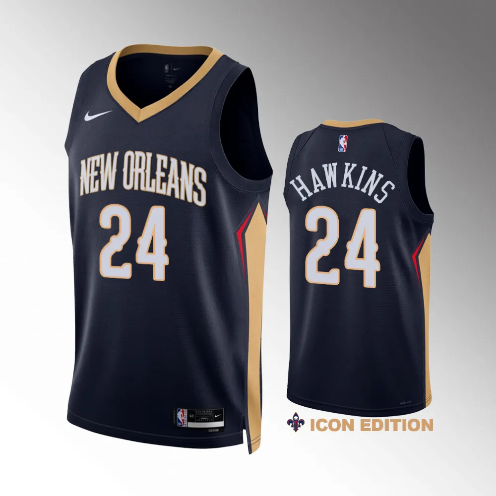 Jordan Hawkins #24 2023 Nba Draft New Orleans Pelicans 2022-2023 Icon Edition Jersey - Navy