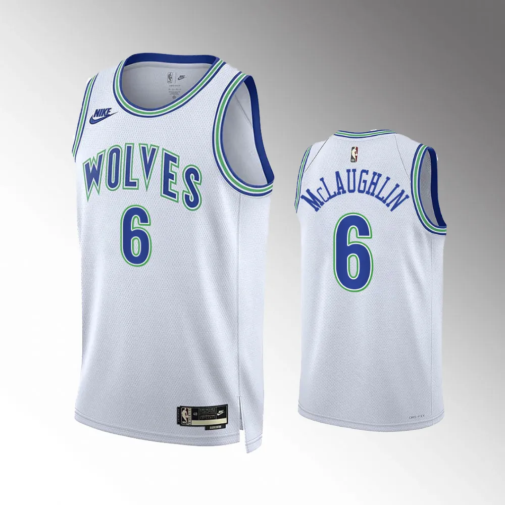 Jordan McLaughlin #6 35th Anniversary Minnesota Timberwolves 2023-24 Classic Edition Jersey - White