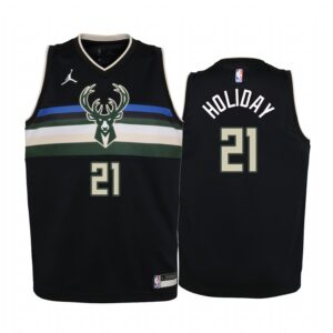 Jrue Holiday Milwaukee Bucks Youth Black Statement Edition Jersey 2020 Trade