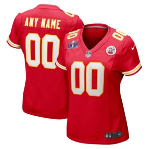 Kansas City Chiefs Women Super Bowl LVIII Patch Custom Game Jersey - Red