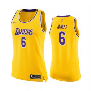 LeBron James Los Angeles Lakers Gold Icon Edition Women 2021-22 Jersey Change Number