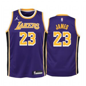 LeBron James Los Angeles Lakers Youth Purple Statement Jersey Jumpman