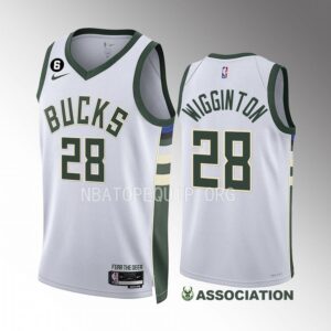 Lindell Wigginton Milwaukee Bucks #28 White Jersey 2022-23 Association Edition Swingman