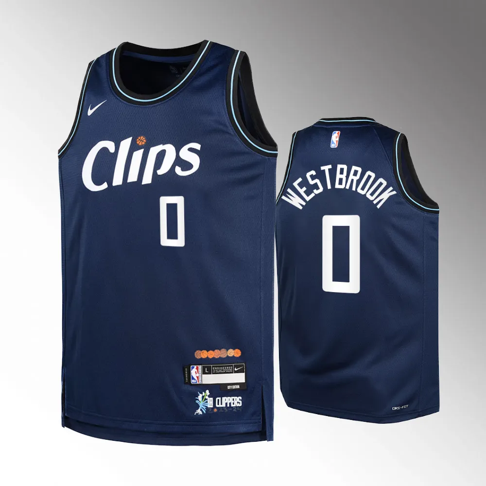 Los Angeles Clippers #0 Russell Westbrook 2023-24 City Edition Swingman Navy Jersey