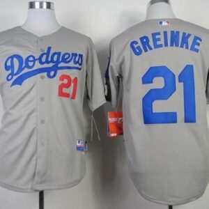 Los Angeles Dodgers #21 Zack Greinke Grey Cool Base Stitched MLB Jersey